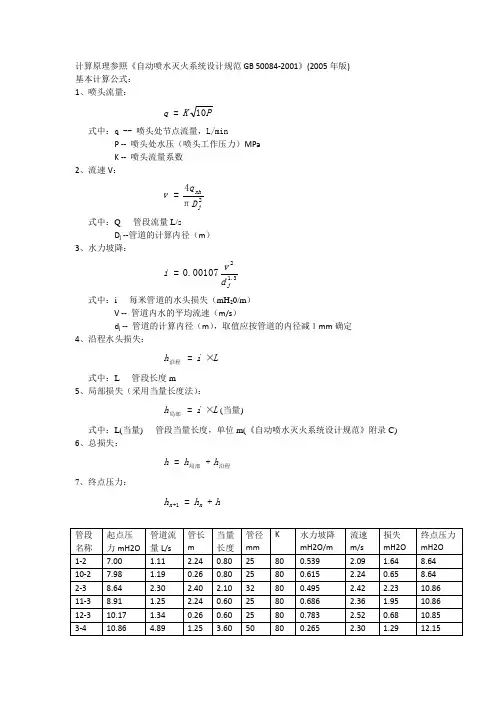 建筑给排水地下室喷淋计算