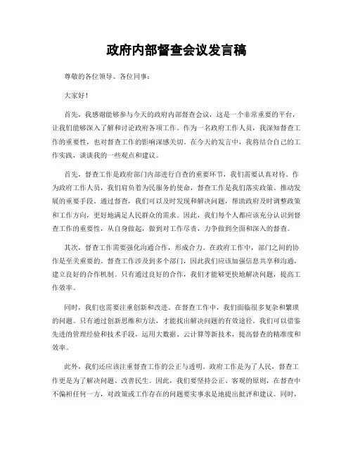 政府内部督查会议发言稿