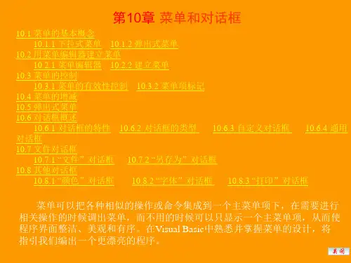 Visual Basic基础知识课件——菜单和对话框