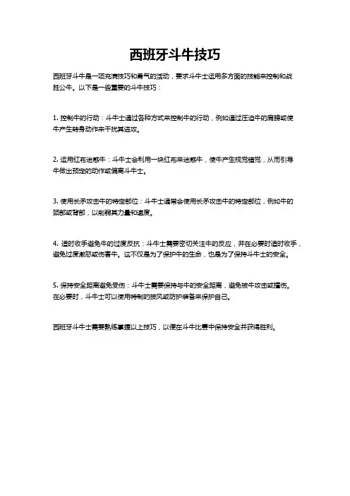 西班牙斗牛技巧