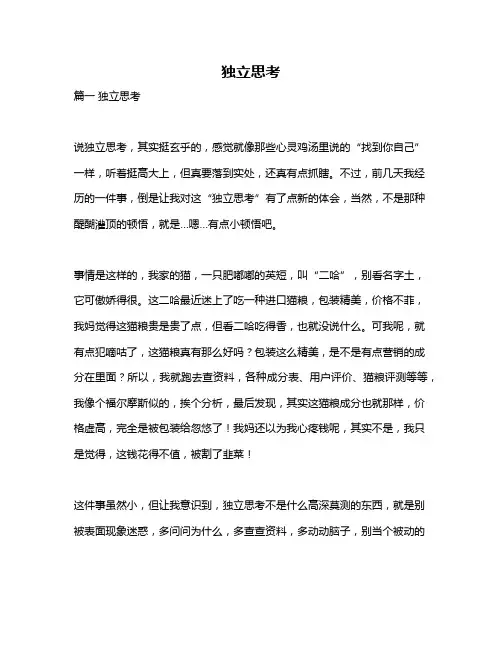 作文《独立思考》 4