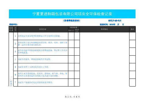 防暑降温检查表