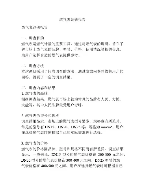 燃气表调研报告