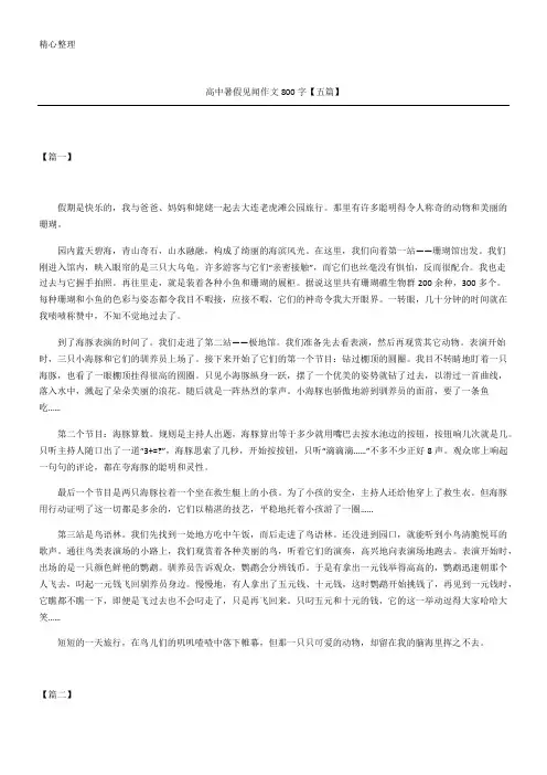 高中暑假见闻作文五篇