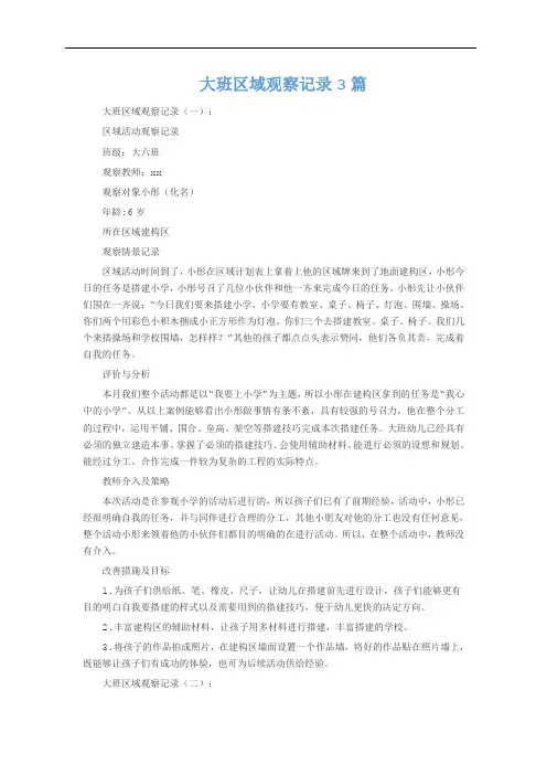 大班区域观察记录3篇