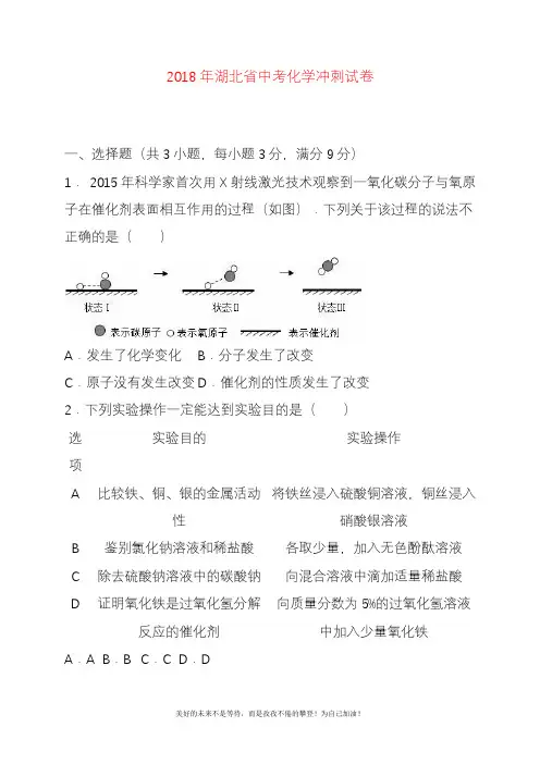 2020—2021年新湖北省中考化学冲刺试题及答案详解.docx