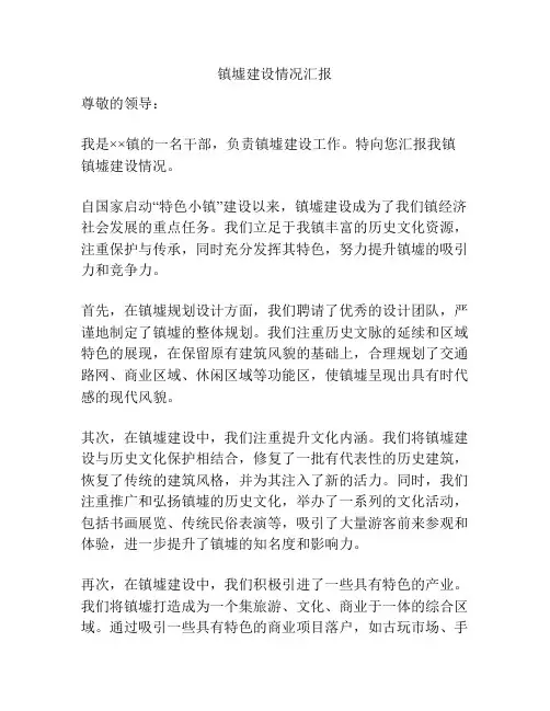 镇墟建设情况汇报