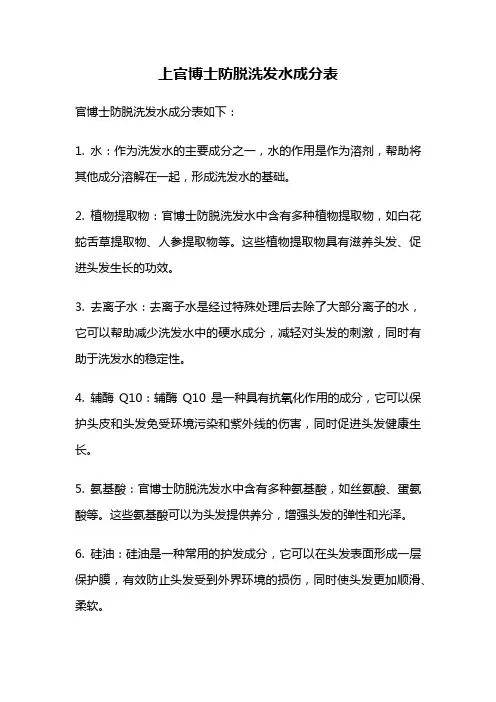 上官博士防脱洗发水成分表