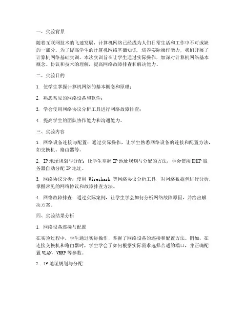 计网基础实训报告结果分析