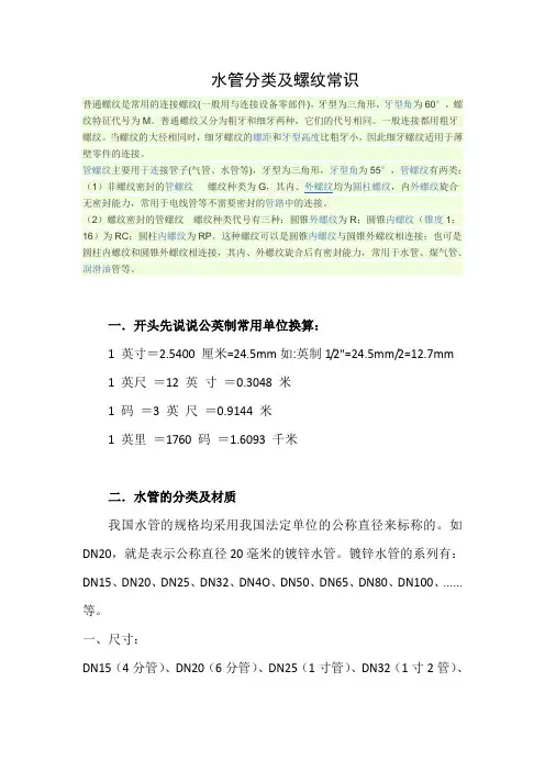 水管 螺纹常识