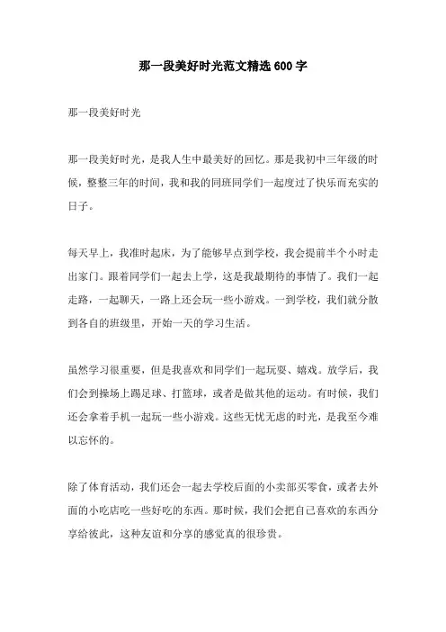 那一段美好时光范文精选600字