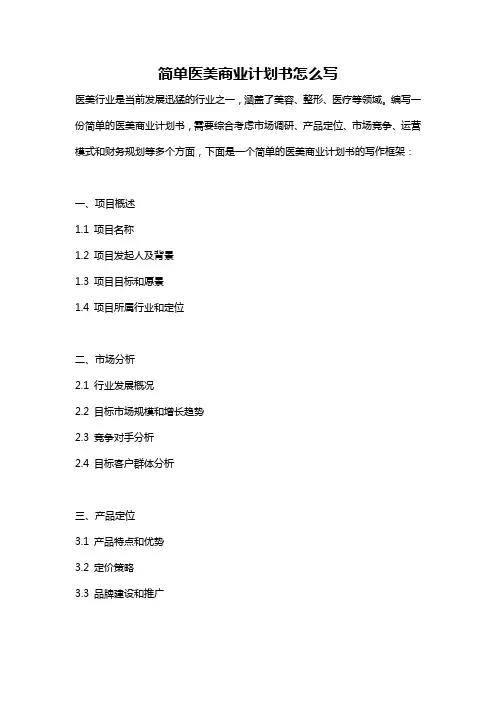 简单医美商业计划书怎么写