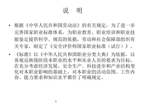 1安全评价师职业标准课件