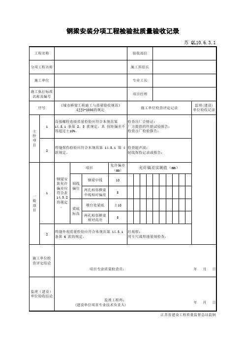 江苏省建设工程质监0190910六版表格文件QL10.6.3.1