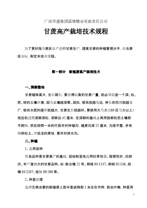 甘蔗高产栽培技术操作规程-推荐下载
