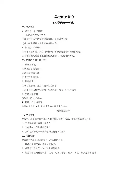 高中语文人教版外国小说欣赏学案：第六单元 单元能力整合 第六单元 Word版含答案