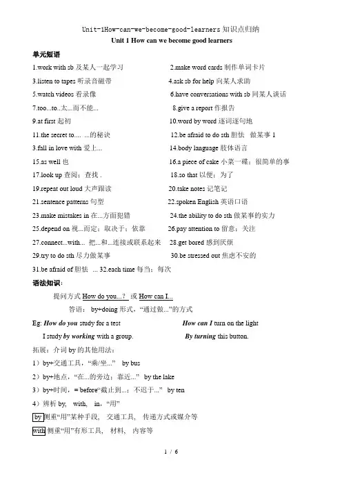 Unit-1How-can-we-become-good-learners知识点归纳