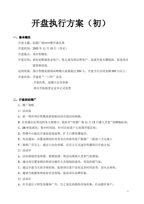 恒源商业广场开盘方案