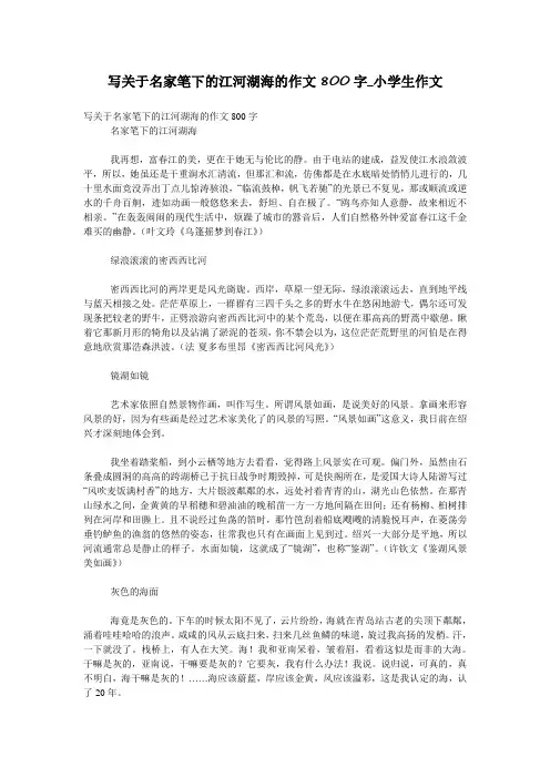 写关于名家笔下的江河湖海的作文800字_小学生作文