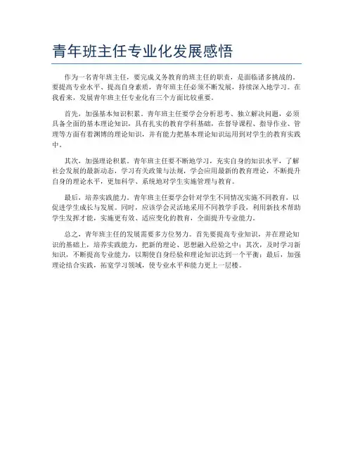 青年班主任专业化发展感悟
