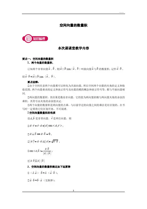 高中数学空间向量的向量积