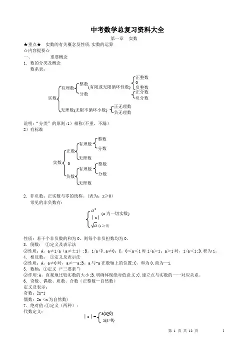 中考数学总复习资料大全