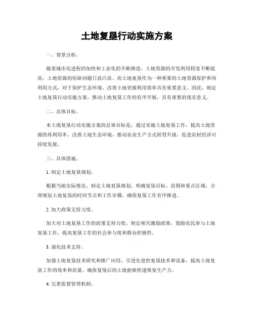 土地复垦行动实施方案