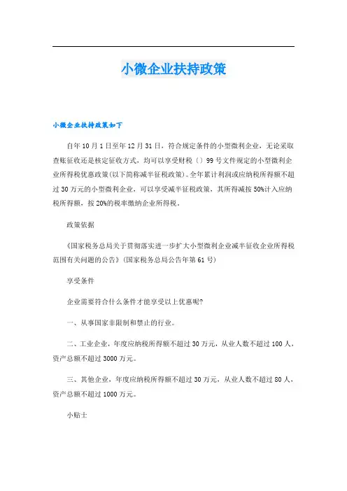 小微企业扶持政策