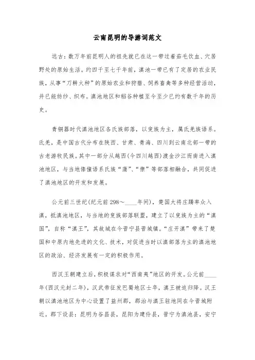 云南昆明的导游词范文（2篇）