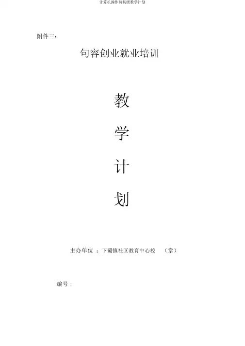 计算机操作员初级教学计划