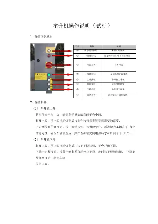 举升机操作说明