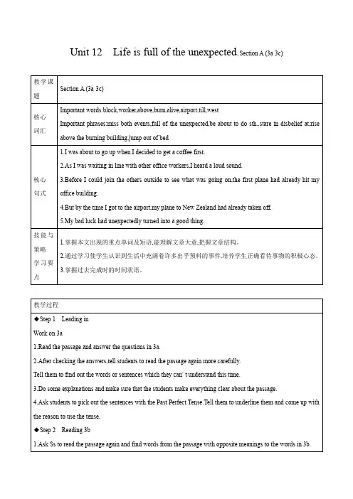 Life+is+full+of+the+unexpected.Section+A(3a-3c)教案 