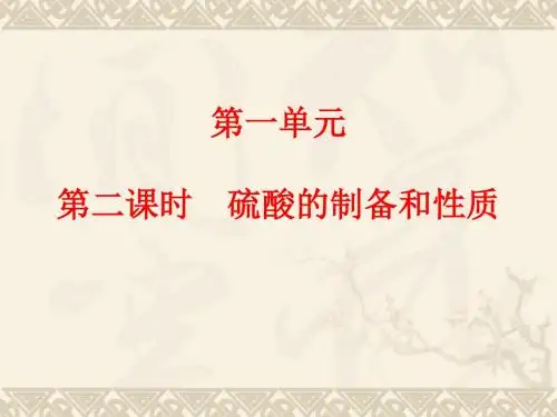 硫酸的制备和性质最新版最新版