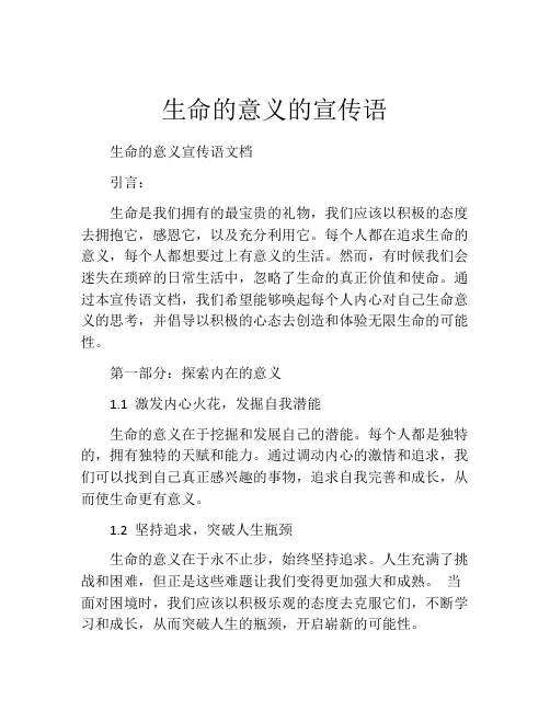 生命的意义的宣传语