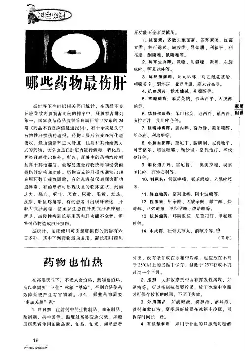 那些药物最伤肝