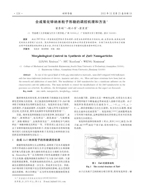 合成氧化锌纳米粒子形貌的调控机理和方法