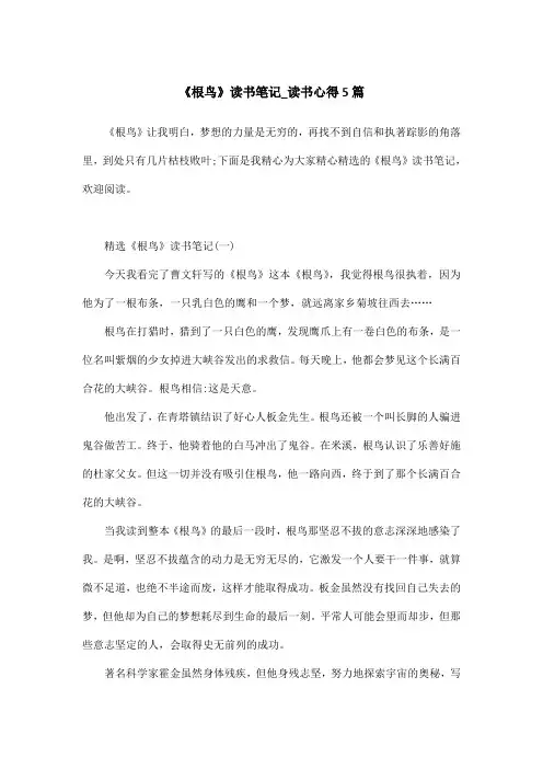 《根鸟》读书笔记_读书心得5篇