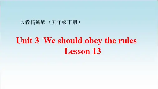 人教精通版英语五年级下册Unit3WeshouldobeytherulesLesson13课件