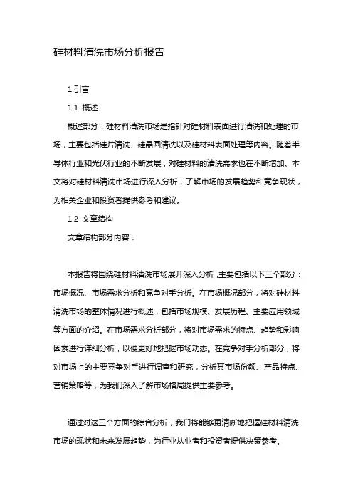 硅材料清洗市场分析报告
