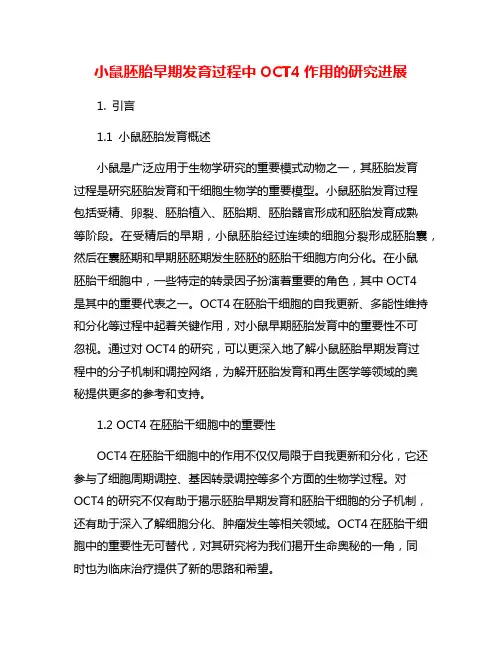 小鼠胚胎早期发育过程中OCT4作用的研究进展