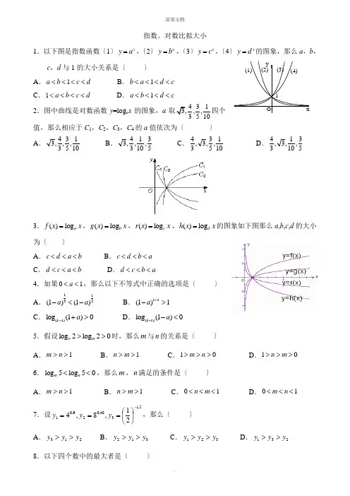 指数、对数比较大小练习题(1+2+3+8=250)