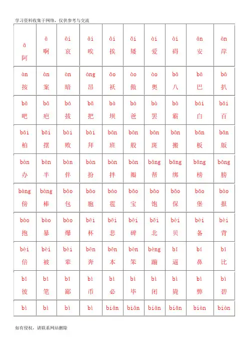 2500个常用汉字大全(含拼音)