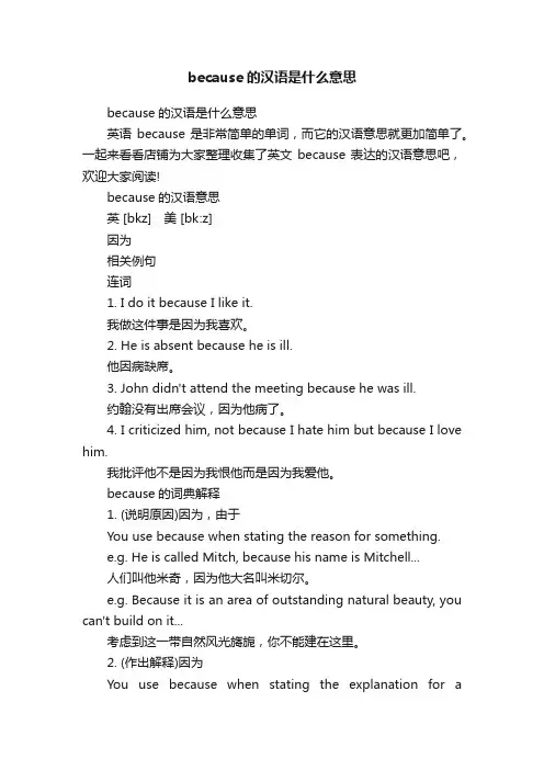 because的汉语是什么意思