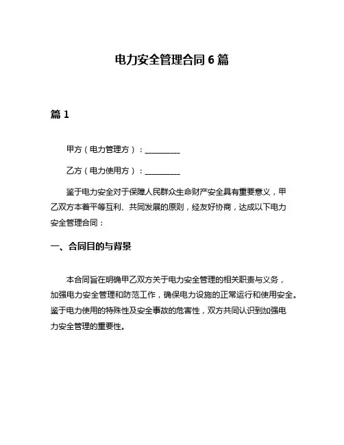 电力安全管理合同6篇