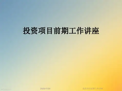 投资项目前期工作讲座