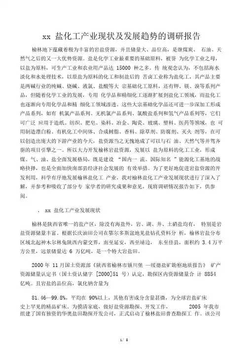 榆林盐化工产业现状及发展趋势的调研报告