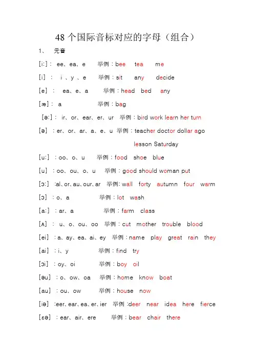 48个音标对应的字母