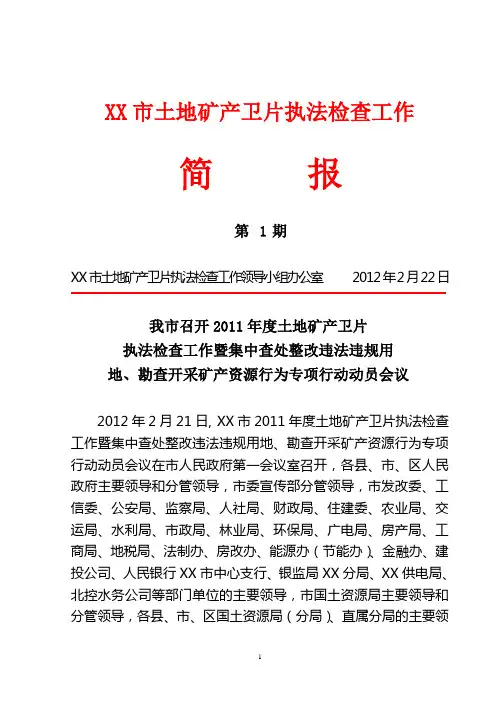 土地矿产卫片执法检查工作简报