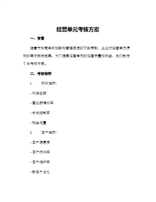 经营单元考核方案