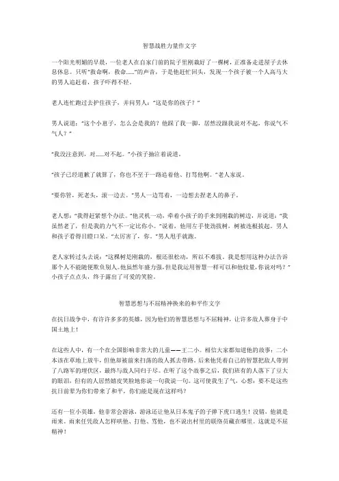 智慧思想与不屈精神换来的和平作文400字